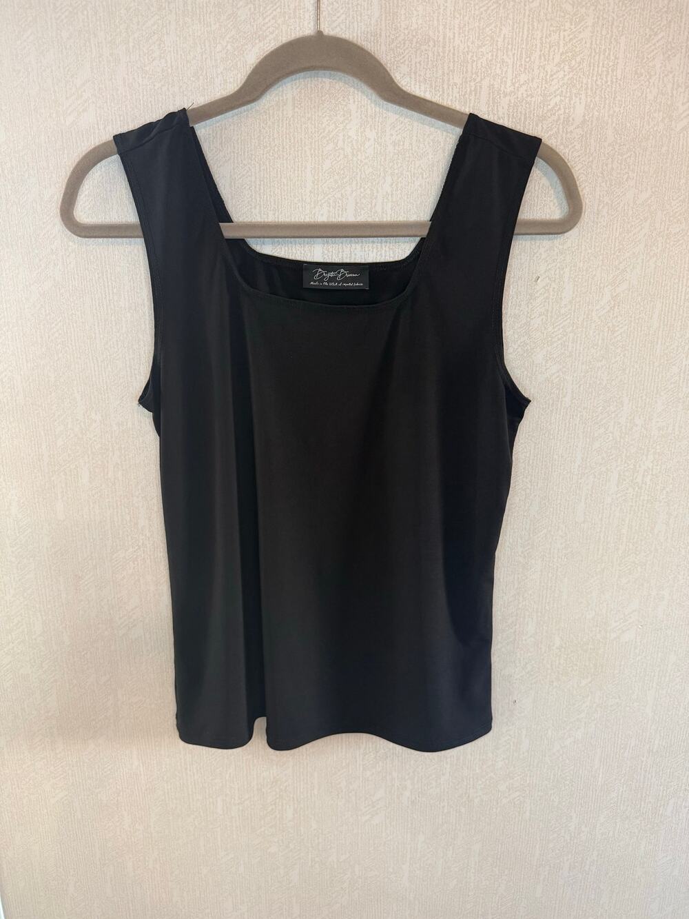Brigitte Brianna Black Sleeveless Square Neck Tank Top Made in USA